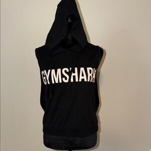 Gymshark Black Sleeveless Hoodie with White Logo